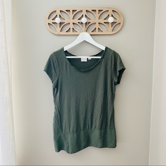 Postmark by Anthro. Short Sleeve Top Green Sz Medium - Picture 1 of 9
